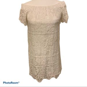 Impeccable Pig Off Shoulder White Lace Dress Sz XS